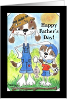 Happy Father’s Day Father and Son Dogs Fishing Day card