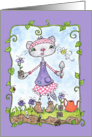 Happy Birthday Whimsical Gardening Cat card