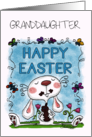 Customizable Happy Easter for Granddaughter Bunny Eats Chocolate Bunny card
