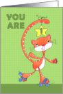 Happy 1st Birthday Roller Skating Orange Tabby Cat card