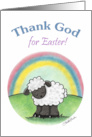 Sheep and Rainbow Thank God for Easter card