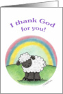 Sheep and Rainbow Happy Birthday Thank God for You card
