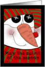 Merry Christmas Snowman Face Spirit of the Season card