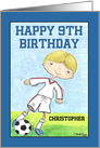 Boy’s 9th Birthday-Customizable Name for Christopher-Soccer Player card