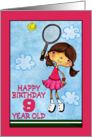 Tennis Player 9th Birthday for Girl card