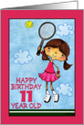 Happy 11th Birthday for Girl Tennis Player card
