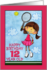 Tennis Player 12th Birthday for Girl card