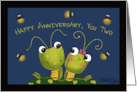 Happy Anniversary You Two Grasshopper Couple with Lightning Bugs card