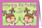 Happy Birthday For Twin Sister High Five Girls with Pigtails card