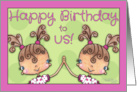 Happy Birthday For Twin Sister High Five Girls with Pigtails card