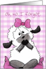 Belated Happy Birthday I forgot Girl Lamb on Pink Gingham card