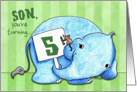 Elephant with Sign- 5th Birthday for Son card