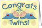 Congratulations on the Twin Boys Sleeping Babies card