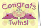 Congratulations on the Twin Girls Sleeping Babies card