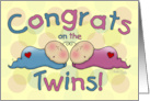 Congratulations on Twin Baby Girl and Boy Sleeping Babies card