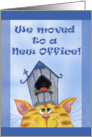 We Moved to a New Office Cat with Birdhouse on His Head card