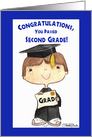 Congratulations on Graduating 2nd Grade- Little Boy in Cap and Gown card