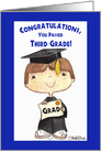 Congratulations on Graduating 3rd Grade- Little Boy in Cap and Gown card