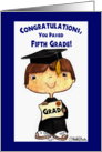 Congratulations on Graduating 5th Grade Little Boy in Cap and Gown card