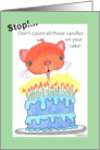 Happy Birthday Cake with Many Candles Count Your Blessings Instead card