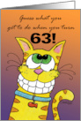 Happy 63rd Birthday Grinning Yellow Tabby Cat card