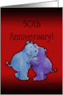 Happy 50th Anniversary Hugging Hippos card