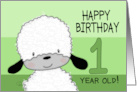 Cute Sheep Happy 1st Birthday card