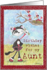 Cat and Birds Birthday Wishes for Aunt card