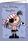 Happy Birthday Daughter-Primitive Pirate Rag Doll Girl card