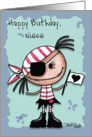 Happy Birthday Niece-Primitive Pirate Rag Doll Girl card