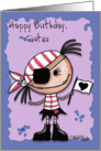 Happy Birthday Sister-Primitive Pirate Rag Doll Girl card