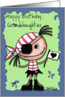 Happy Birthday Granddaughter-Primitive Pirate Rag Doll Girl card