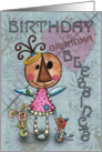 Primitive Angel and Animals- Birthday Blessings for Grandma card