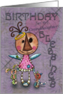 Primitive Angel and Animals- Birthday Blessings for Granddaughter card