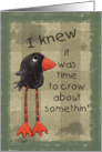Primitive Long Legged Crow Happy Birthday card