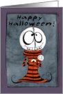 Happy Halloween Primitive Skull Boy card