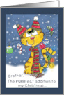 Merry Christmas for Brother Decorated Cat card