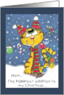 Merry Christmas for Mom Decorated Cat card