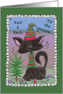 Christmas for Aunt and Uncle Black Cat and Tree card