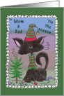 Christmas for Mom and Dad Black Cat and Tree card