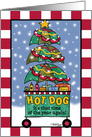 Hot Dog Cart-Christmas Wishes card