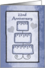 22nd Wedding Anniversary Three Tiered Wedding Cake in Blue card