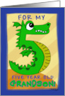 Happy Birthday for 5 year old Grandson Number Five Shaped Dragon card