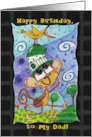 Happy Birthday for Dad Funky Monkey and Banana Bird card