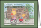 Happy Birthday for Little Brother from Sister Boy and Girl Ducks card