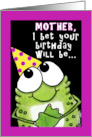 Happy Birthday for Mother Party Frog card