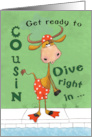 Happy Birthday for Cousin Diving Longhorn Bull card