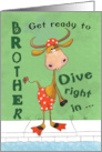 Happy Birthday for Brother Diving Longhorn Bull card