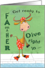 Happy Birthday for Father Diving Longhorn Bull card