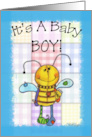 It’s a Boy Baby Announcement Primitive Bee card